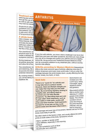Arthritis - Acupuncture Patient Education Cards
