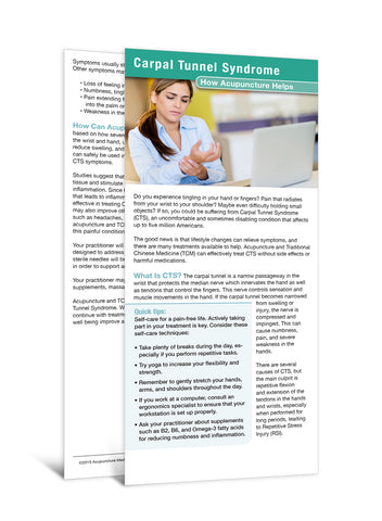 Carpal Tunnel Syndrome - Acupuncture Patient Education Cards