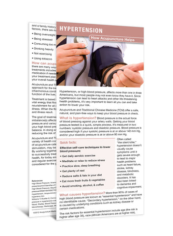 Hypertension - Acupuncture Patient Education Cards