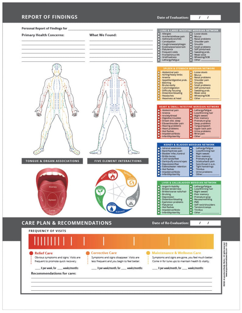 Report of Findings and Care Plan form